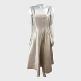 Branded Silver/Gold Metallic Stretch Midi Contour Dress
