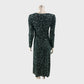 Branded Green Sequin Ruched Midi Dress