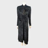 Branded Black Crushed Velour Knot Detail Fit and Flare Maxi Dress
