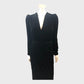 Branded Black Silk Blend Velvet Draped Midi Dress