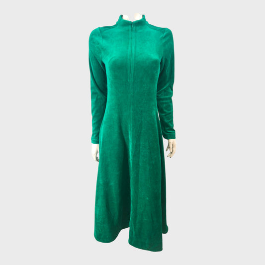 Branded Green Perfect Simplicity Velour Maxi Dress