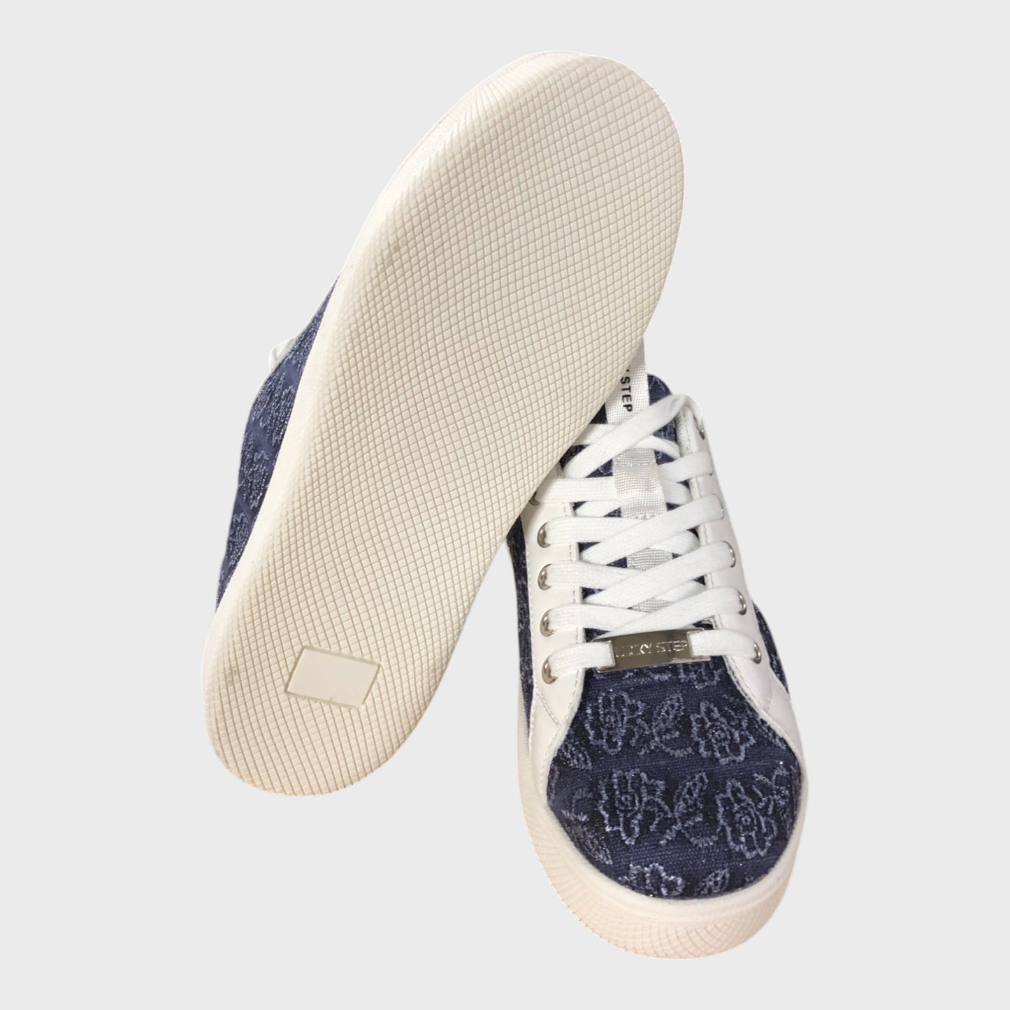 Lucky Step Blue Glitter Floral Trainers