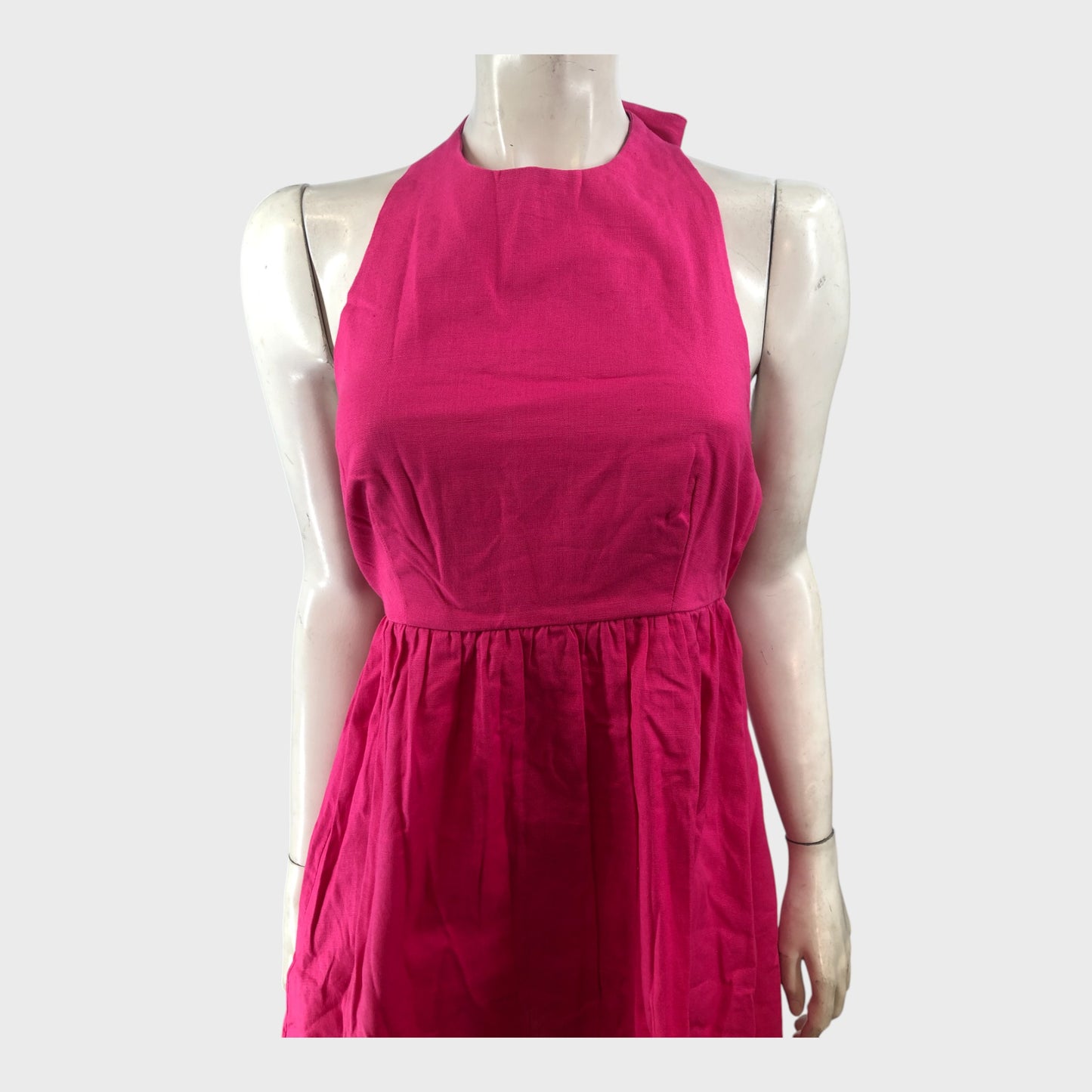 Pink Linen Halter Neck Mini Dress
