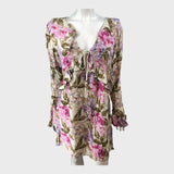 Cream Floral Frill Swing Mini Dress