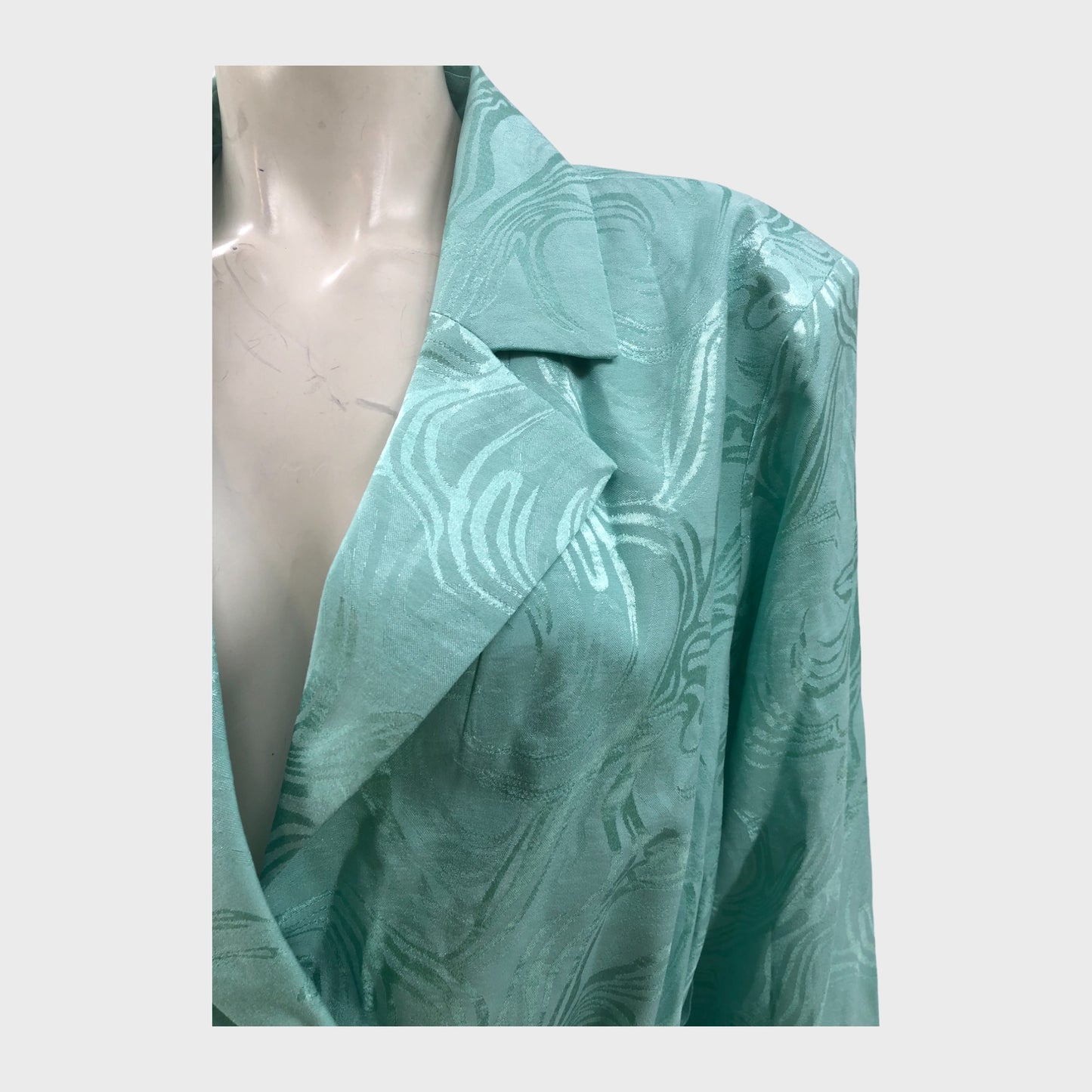 Turquoise Satin Jacquard Jacket