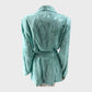 Turquoise Satin Jacquard Jacket