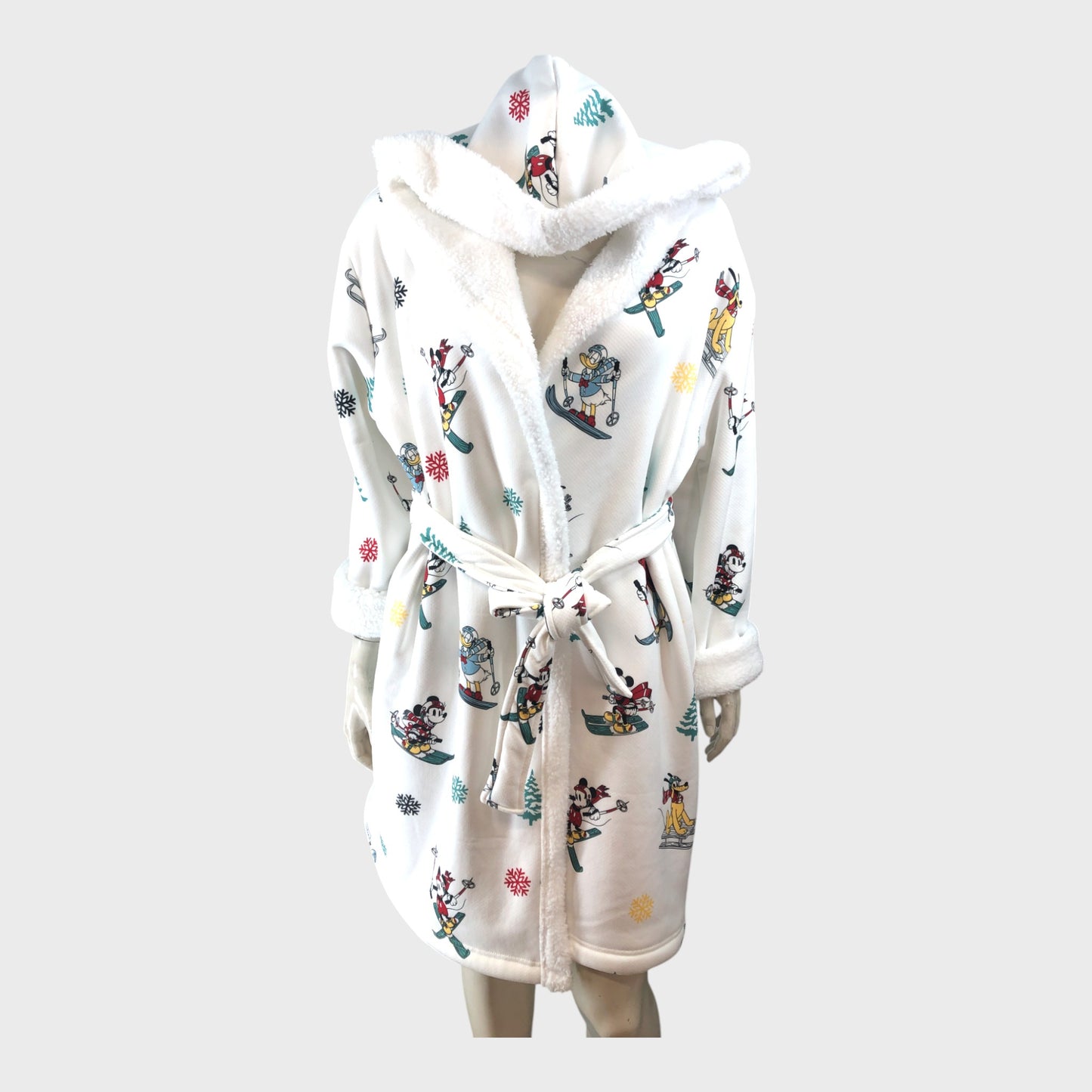 White Mickey and Friends Skiing Dressing Gown