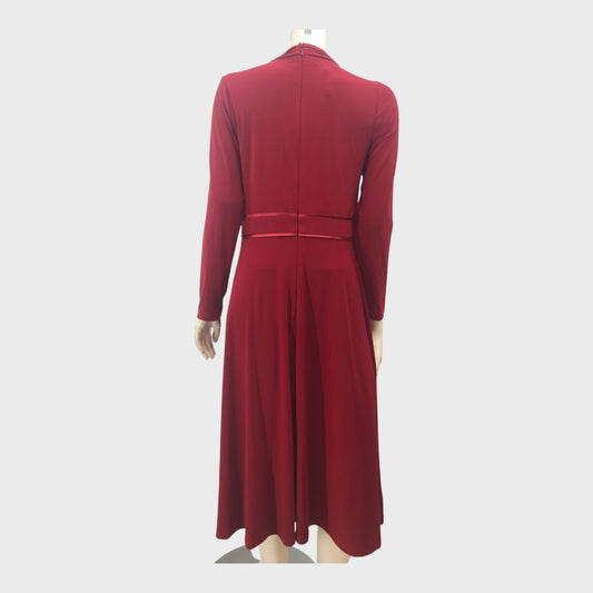 Branded Deep Red V-Neck Dress