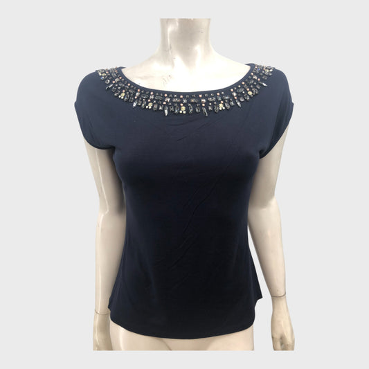 Precis Petite Navy Embellished T-Shirt