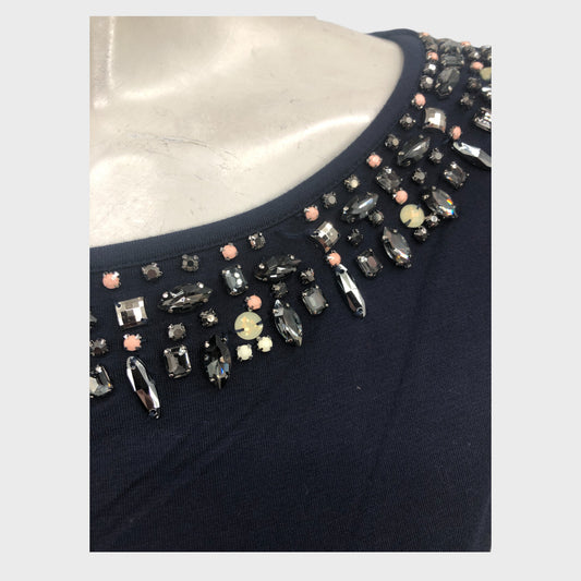 Precis Petite Navy Embellished T-Shirt