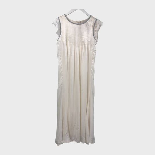 Ivory Branded Silk Sleeveless Dress