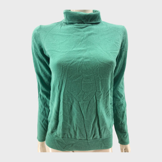 Pistachio Green Branded Roll Neck Jumper