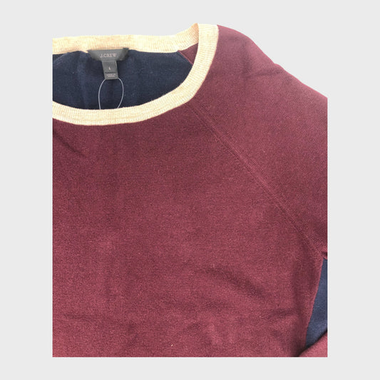 Burgundy J Crew Colourblock Jumper