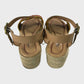 Branded Leather Woven Flatform Espadrilles - UK6