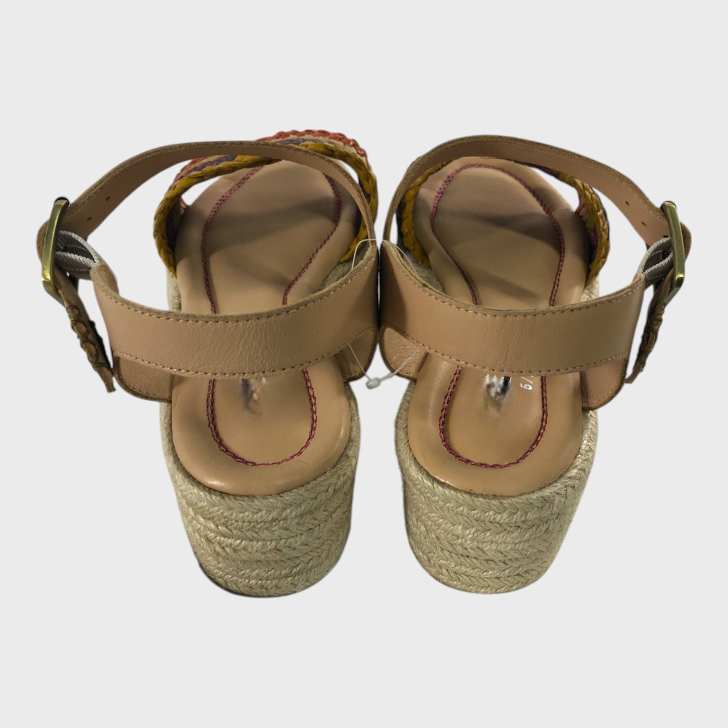 Branded Leather Woven Flatform Espadrilles - UK6