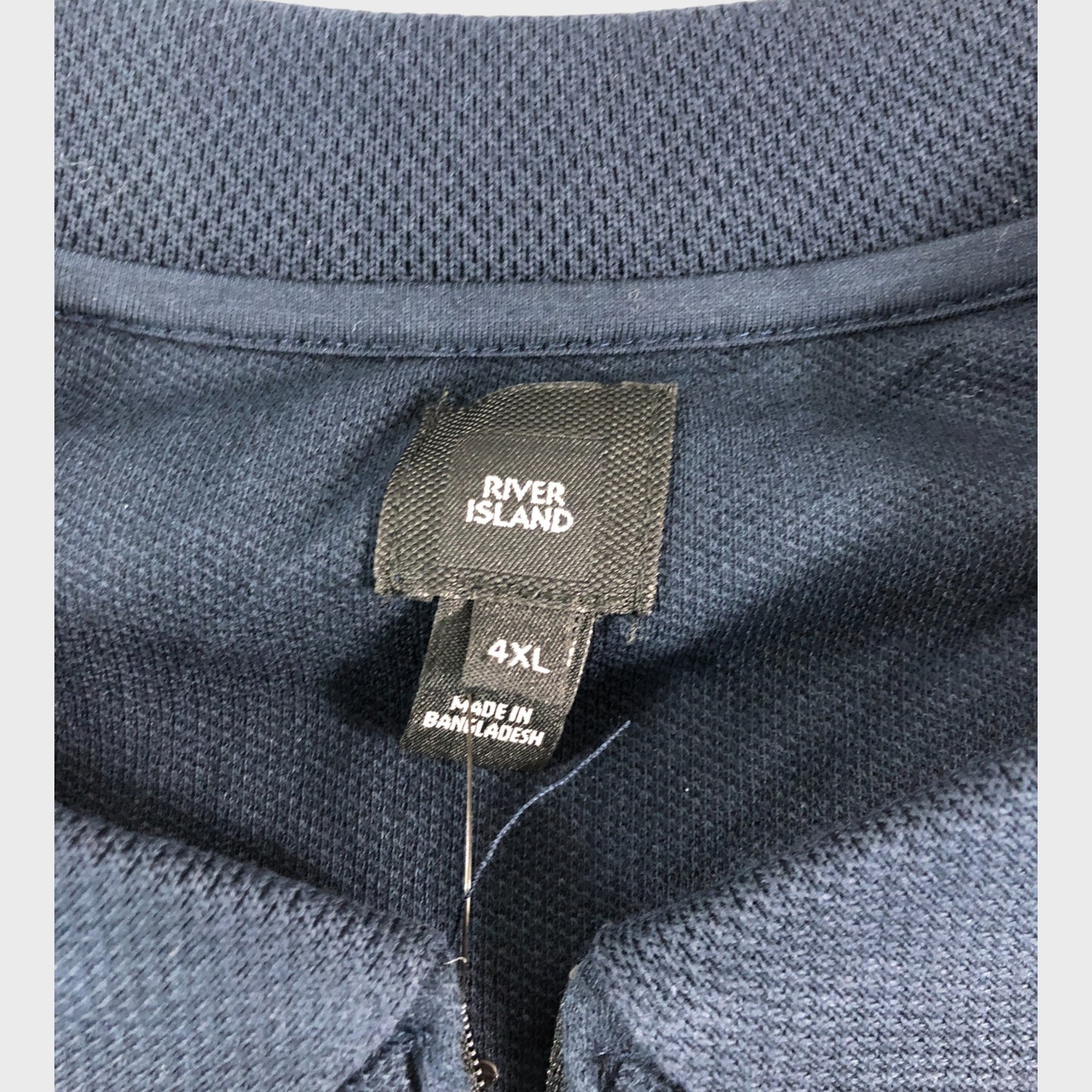 RIVER ISLAND Men's Polo Shirt 4XL Navy Cotton Casual Short Sleeve