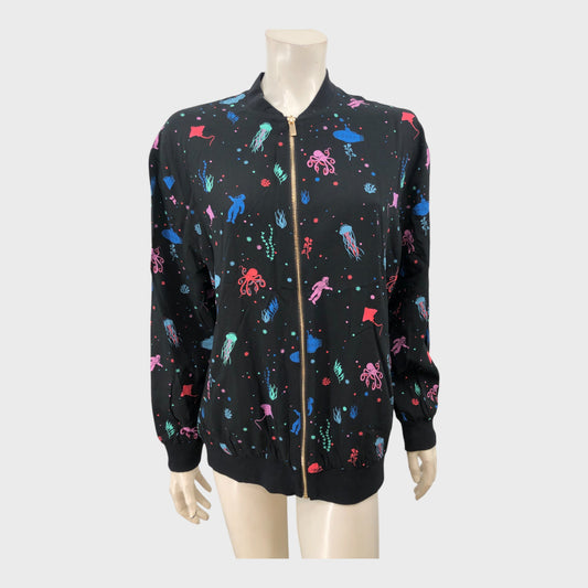 Branded Black Sea Print Jacket