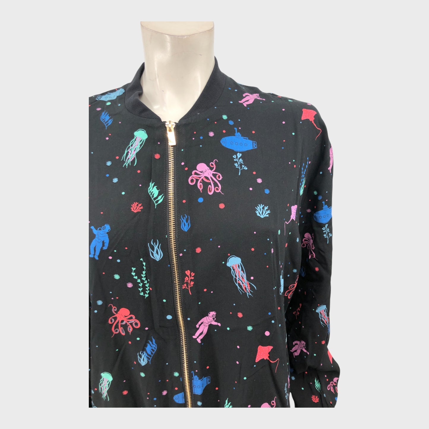 Branded Black Sea Print Jacket