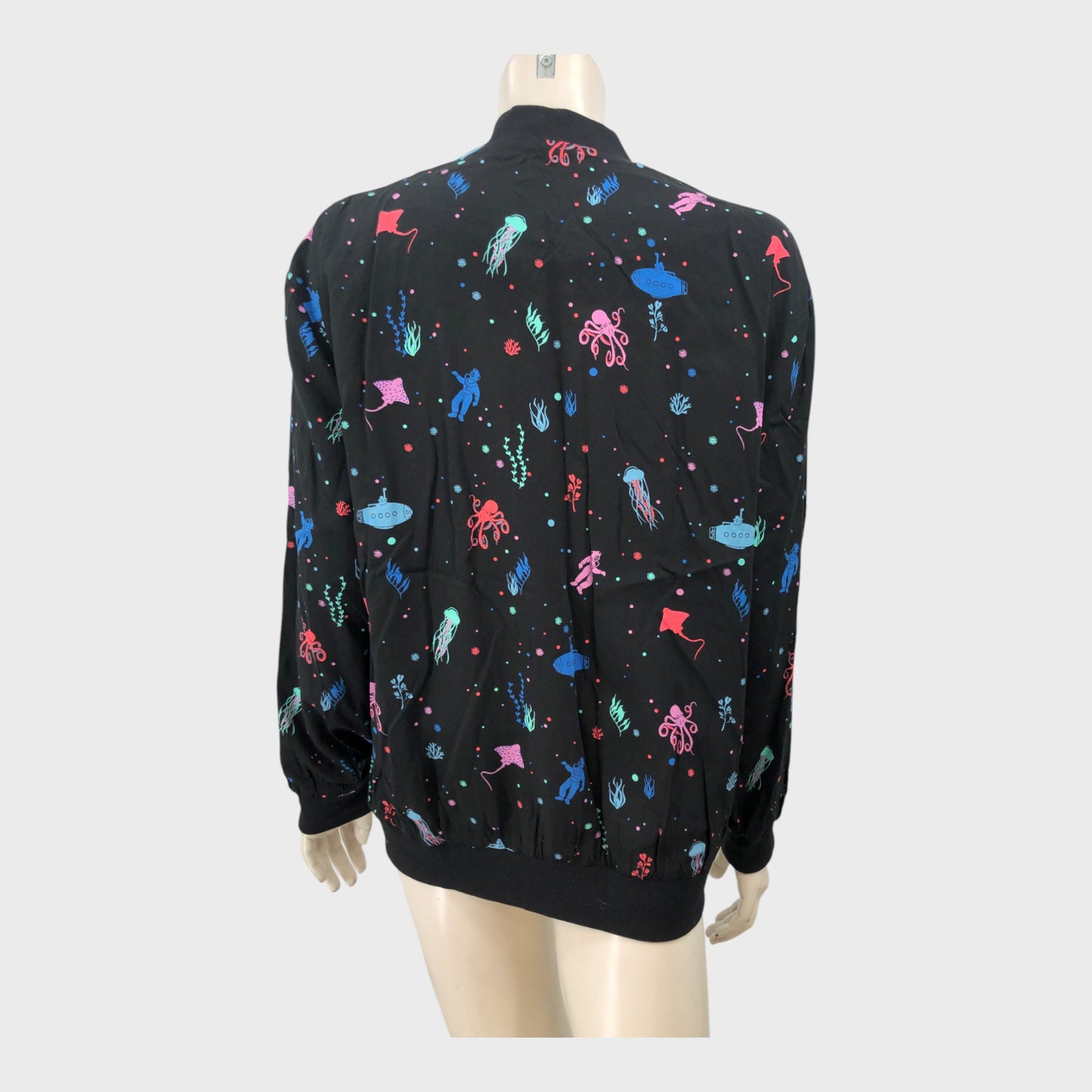 Branded Black Sea Print Jacket