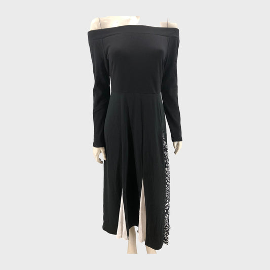 Black Branded Monochrome Dress