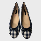 Navy Branded Gingham Ballerinas