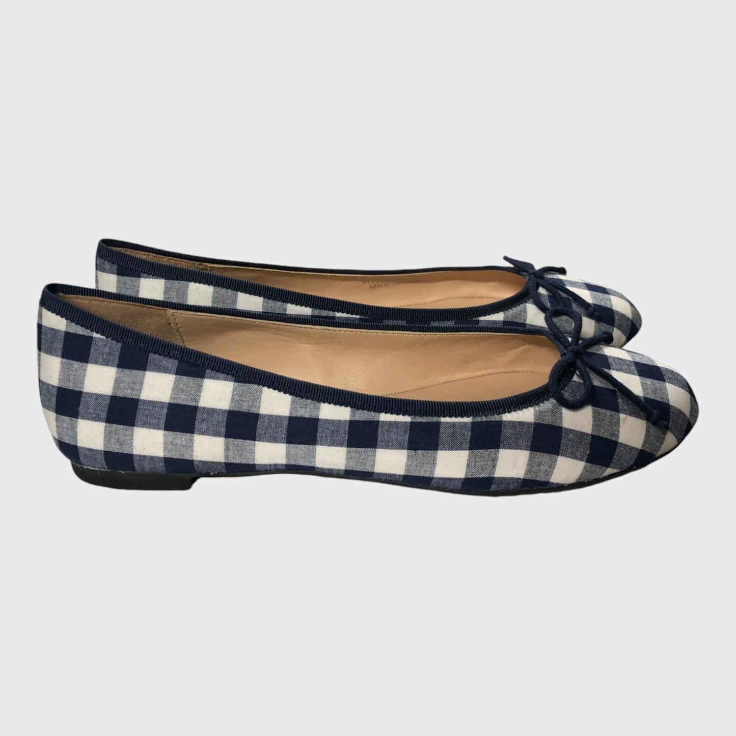 Navy Branded Gingham Ballerinas