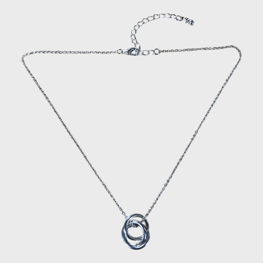 Three Entwined Rings Silver Necklace