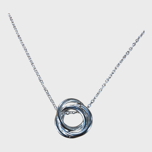 Three Entwined Rings Silver Necklace