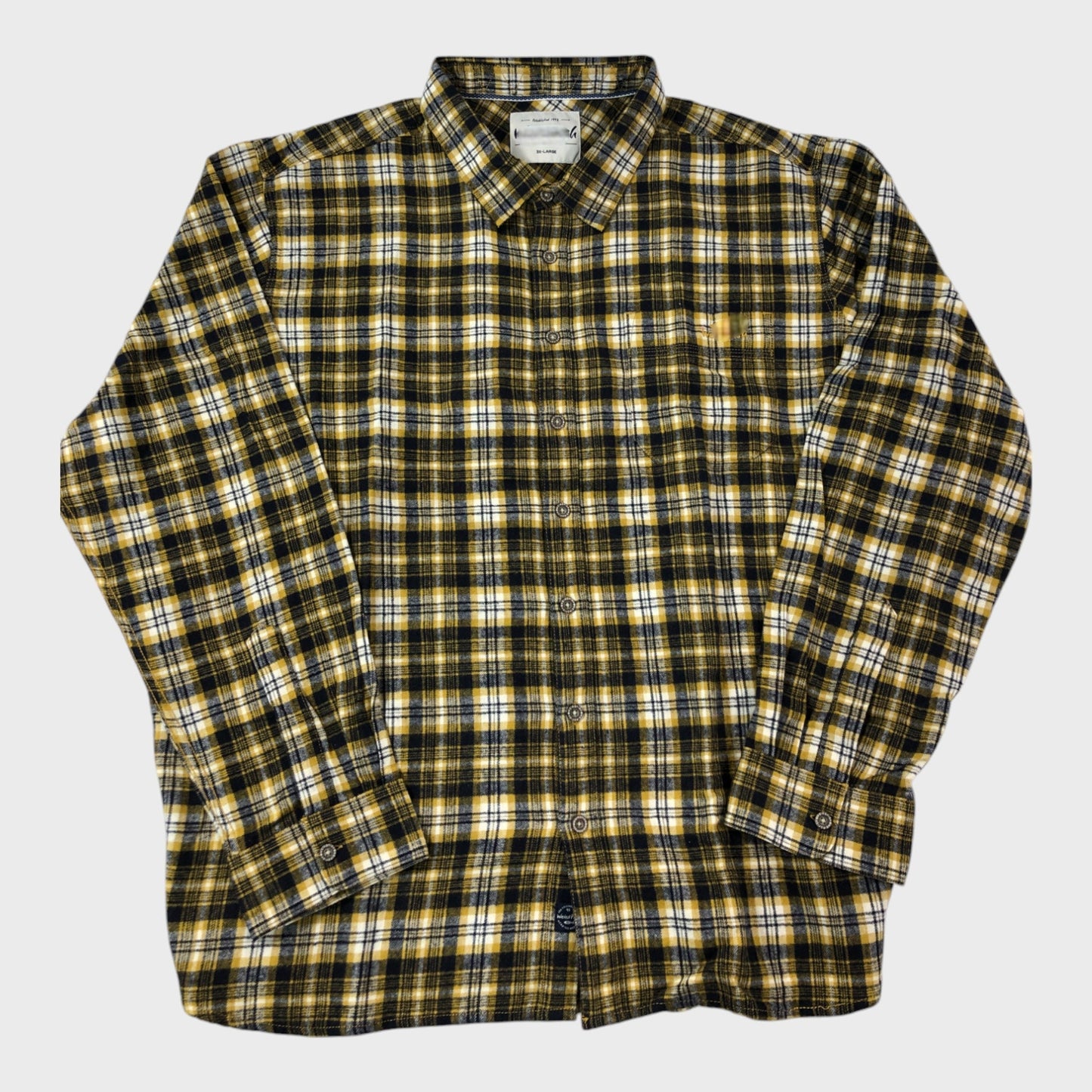 Branded Organic Mustard Herringbone Checked Shirt - Size XXXL