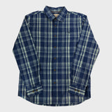 Branded Long Sleeved Blue Checked Shirt - Size Medium