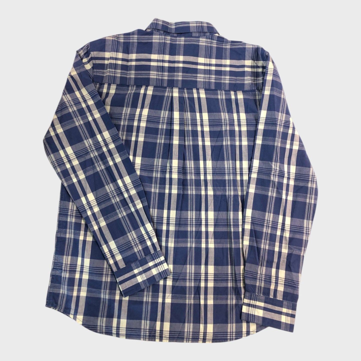 Branded Long Sleeved Blue Checked Shirt - Size Medium