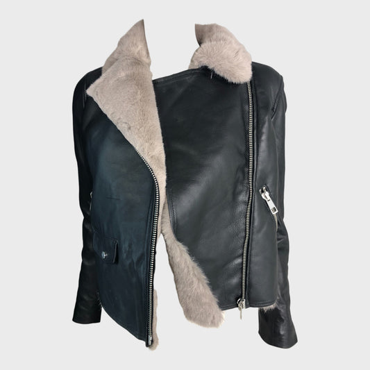 Branded Black Leather Biker Jacket