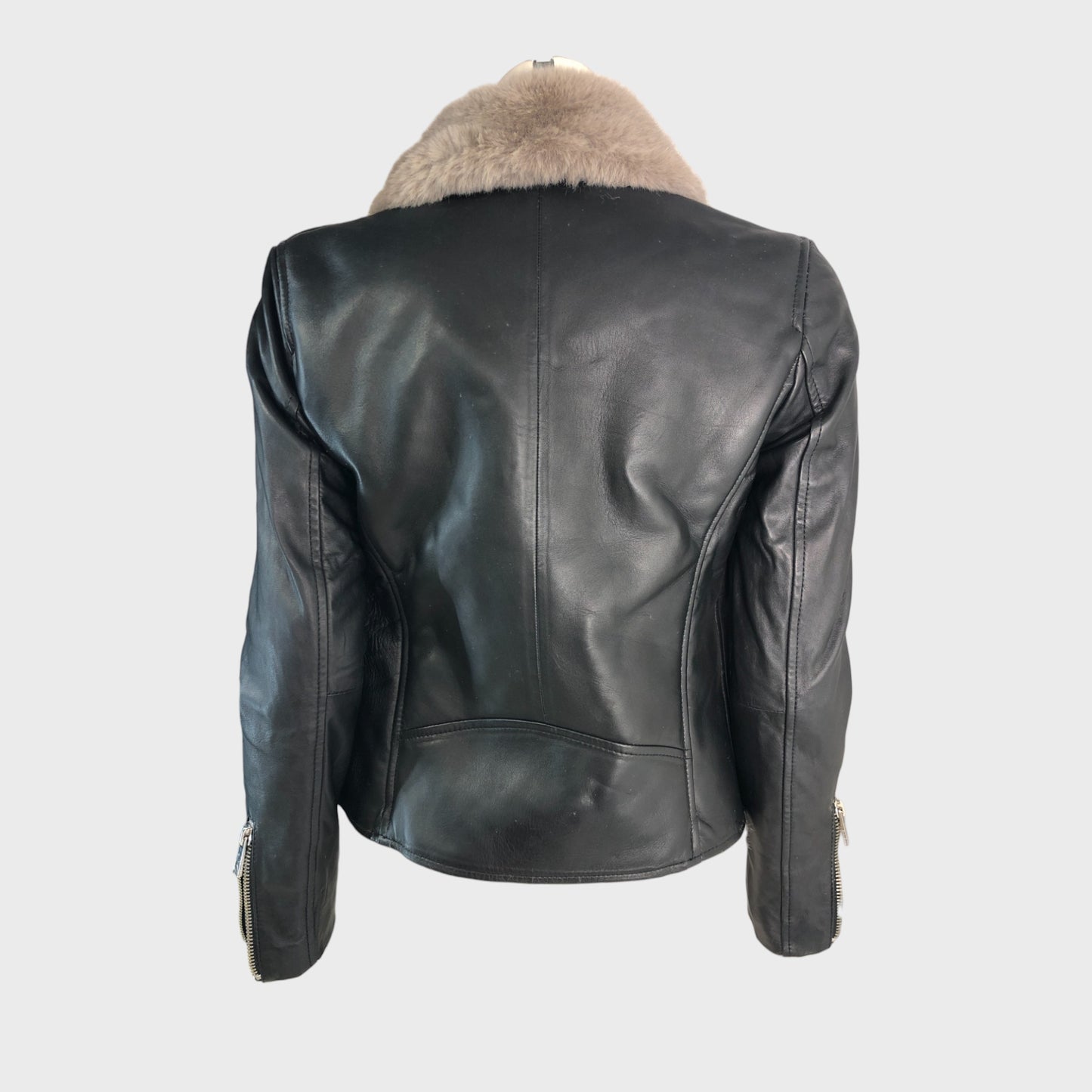 Branded Black Leather Biker Jacket