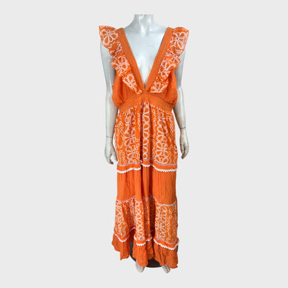 River Island Orange Frill Beach Maxi Dress