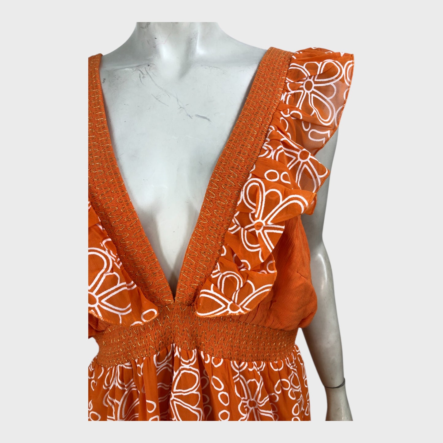 River Island Orange Frill Beach Maxi Dress