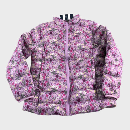 Crew Clothing Floral Puffer Jacket Pink Long Sleeve Zip Closure