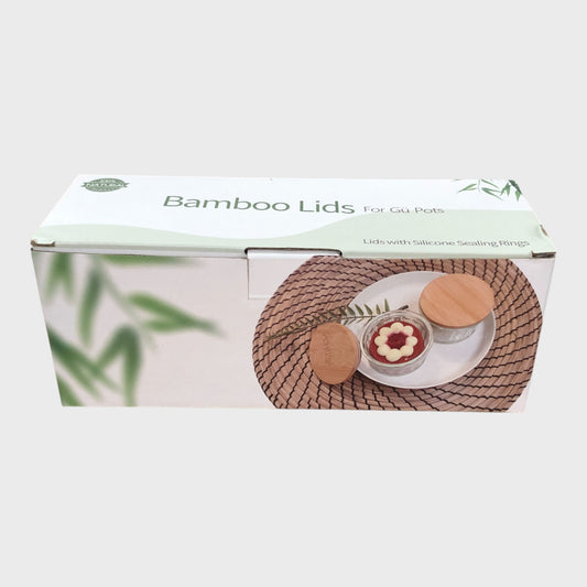 BAMBOO Lids for Gü Pots with Silicone Sealing Rings Natural Set Pack of 12