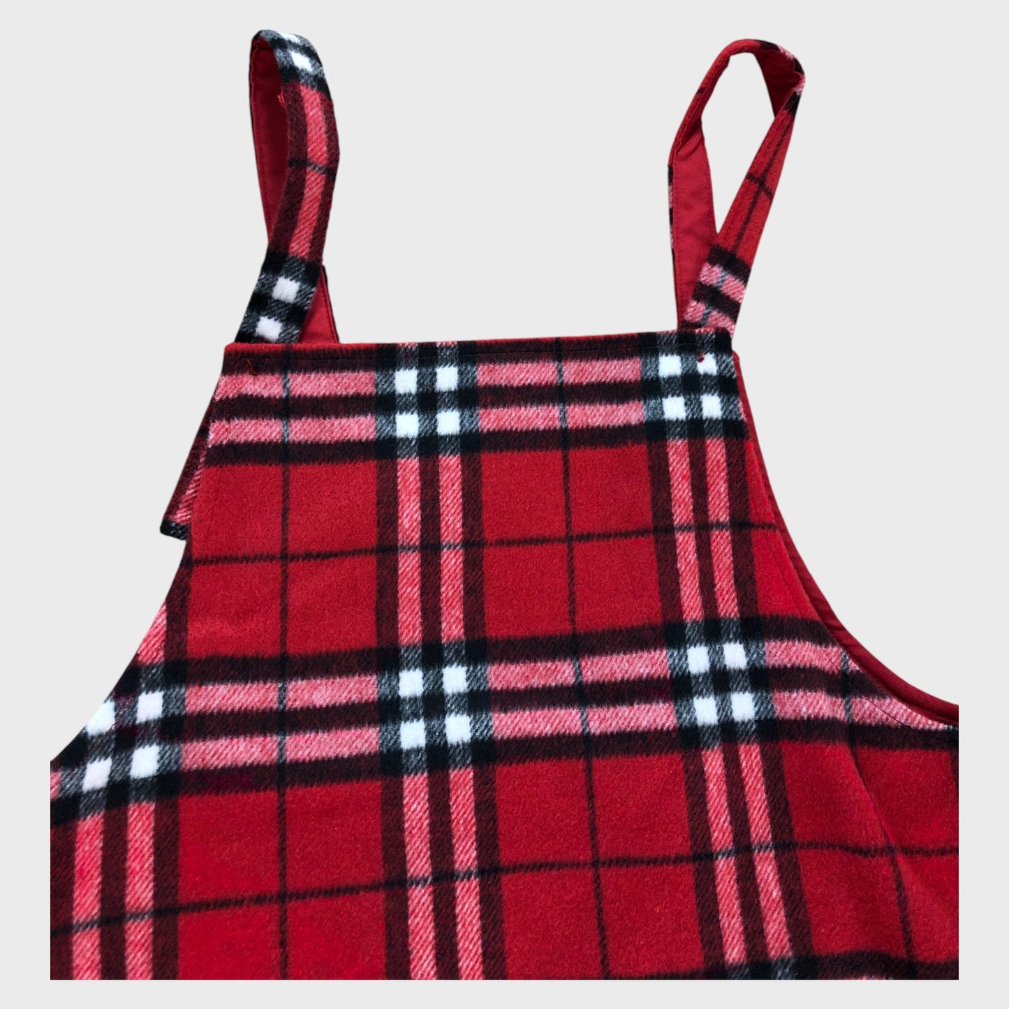 Branded Girls Pinafore Dress Red Check Wool Blend Sleeveless