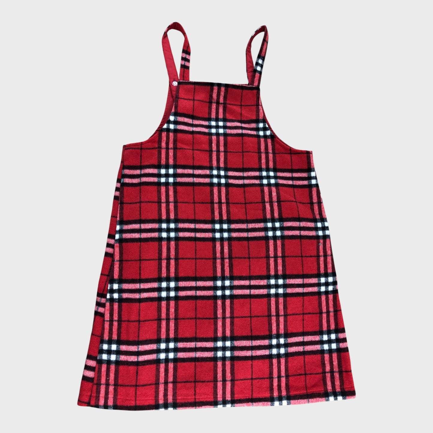 Branded Girls Pinafore Dress Red Check Wool Blend Sleeveless