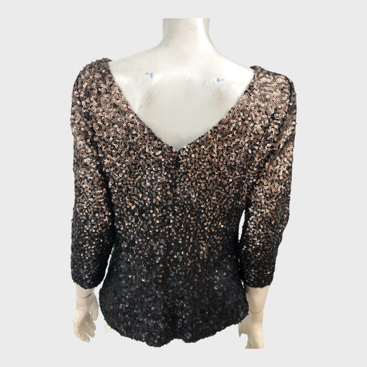 Precis Petite Gold Ombre Sequin Top