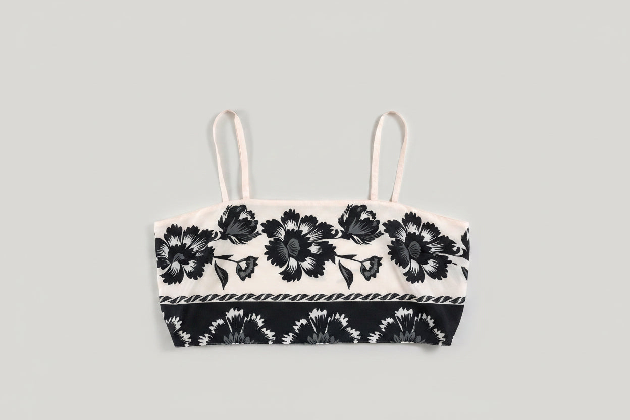River Island Cream Floral Crop Top - Size 14