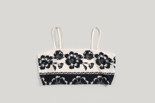 River Island Cream Floral Crop Top - Size 14