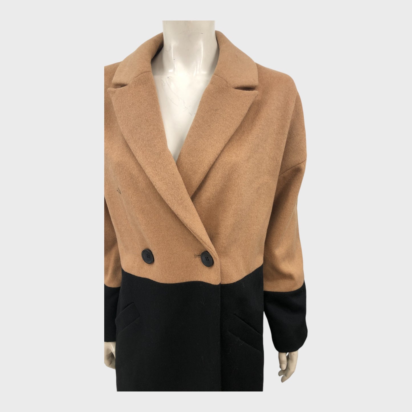 Branded Brown and Black Wool Coat