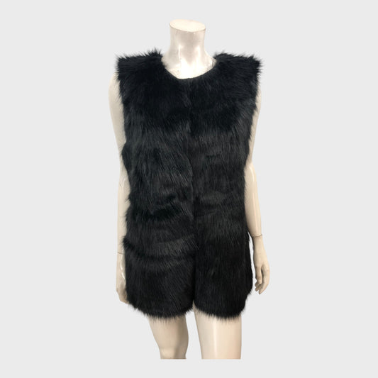 Branded Black Faux Fur Gilet