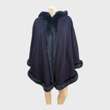 Jacques Vert Navy Fur Trim Cape