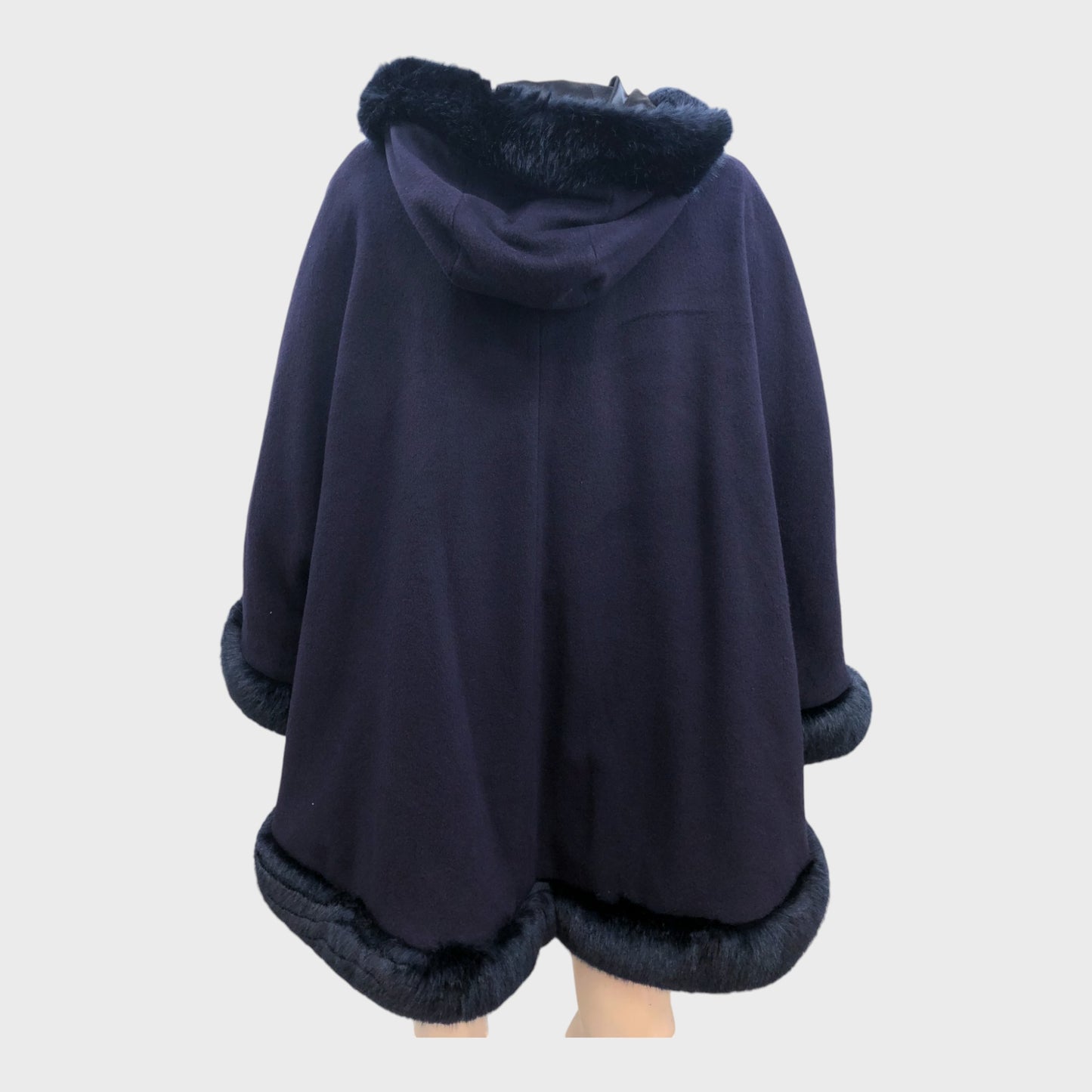 Jacques Vert Navy Fur Trim Cape