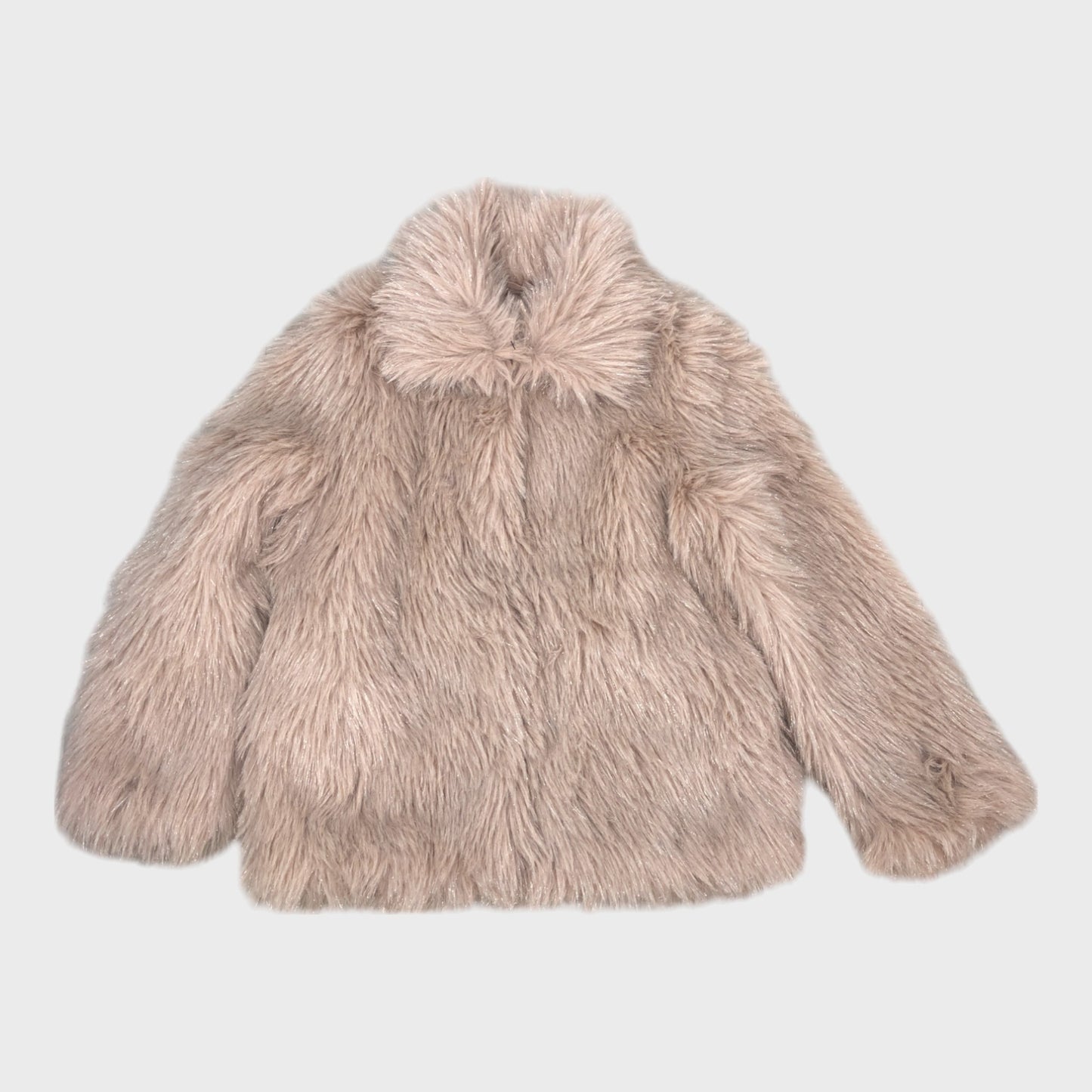 Branded Light Pink Faux Fur Coat