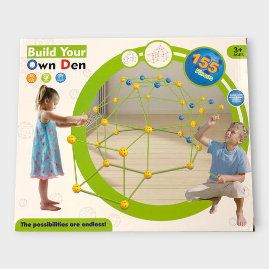 Build Your Own Glow in The Dark Den 155 Pieces Fort Building Set for Kids Age 3+