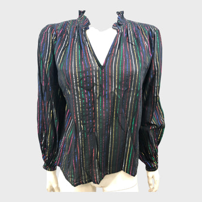 Branded Rainbow Metallic Shirred Blouse