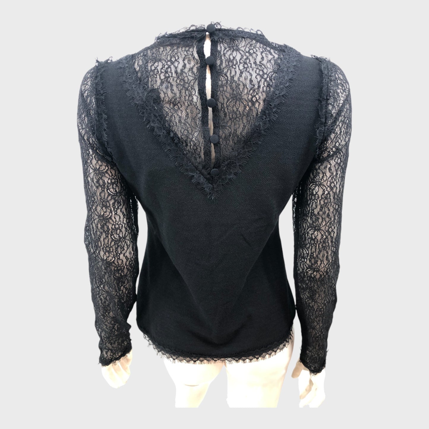 Black Branded Lace Top